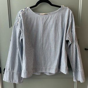 Madewell Convertible Cold-Shoulder Top in Chambray Stripe